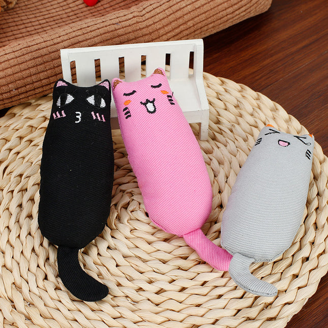 Cat Toys Burlap Cat Mint Cute Expression Thumb Toy Claw Resistant Bite Funny Cat Pillow