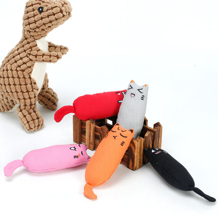 Cat Toys Burlap Cat Mint Cute Expression Thumb Toy Claw Resistant Bite Funny Cat Pillow