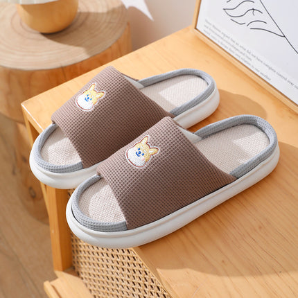 Wholesale Women's Spring Autumn Home Thick-soled Non-slip Linen Slippers