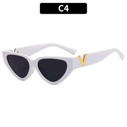 Hip Hop Disco Black and White Zebra Pattern V Triangle Cat Eye Sunglasses