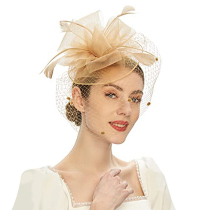 Wholesale Bridal Headdress Hair Accessories Veil Hairpin Mesh Top Hat Wedding Headband