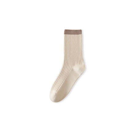 Women's Fall Winter Cotton Solid Color Antibacterial Deodorant Mid-calf Socks