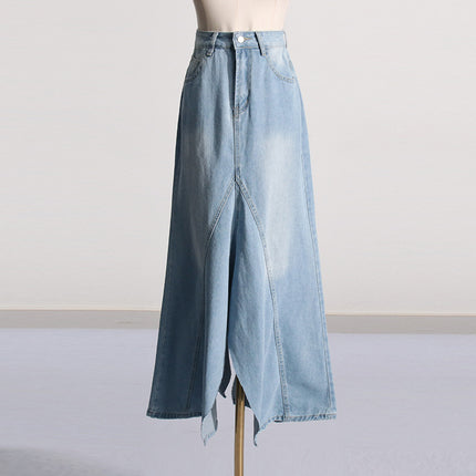 Wholesale Women's Spring High Waist Reversible Slit A-Line Skirt