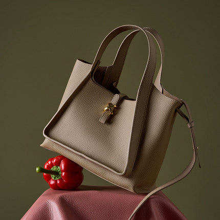 Light Luxury Soft Leather Large-capacity Vegetable Basket Bag Solid Color High-end Shoulder Bag