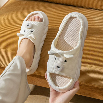 Wholesale Home Non-slip Cute Cotton and Linen Thick-soled Slippers