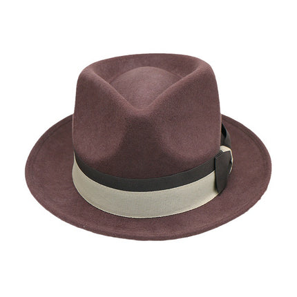 Wholesale Men's Autumn and Winter Wool Felt Jazz Hat Retro British Wool Hat 