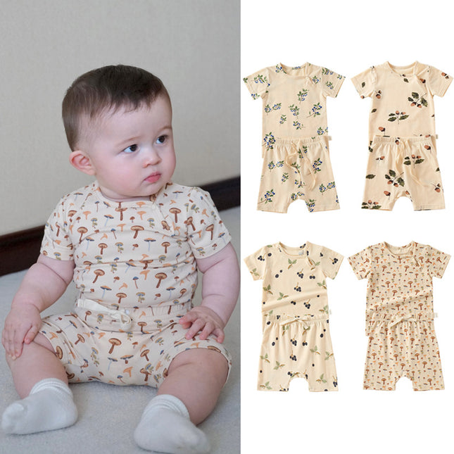 Wholesale Toddler Baby Thin Cotton Short Sleeve Shorts Two Piece Set