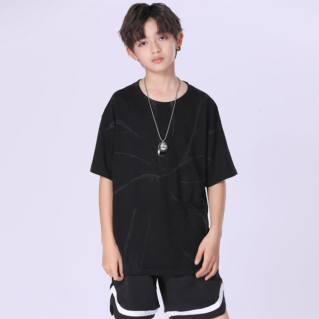 Wholesale Kids Summer T-Shirt Boys Short Sleeve Black Color Tops