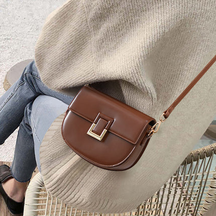 Women's Crossbody Saddle Bag Autumn and Winter Light Luxury Leather Shoulder Bag