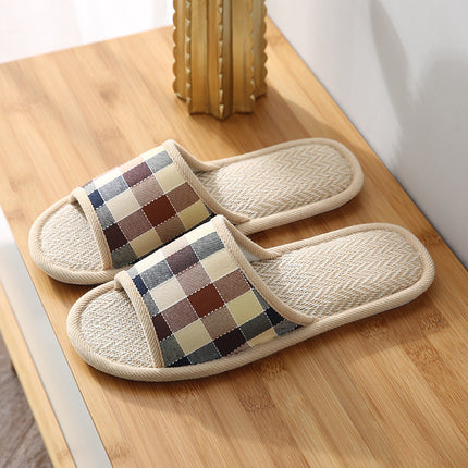 Women's Spring Summer Household Non-slip Cotton and Linen Soft-soled Slippers 