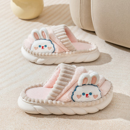 Wholesale Women's Winter Cute Cartoon Bow Rabbit Warm Faux Fur Slippers 