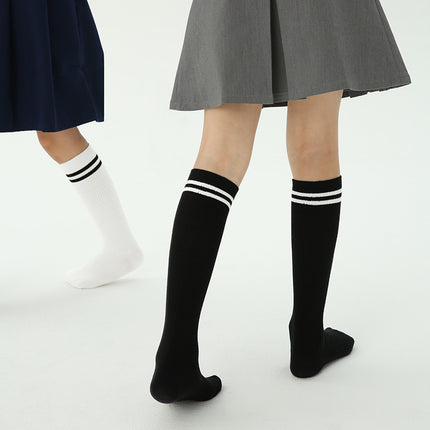 Wholesale Autumn Parallel Striped Calf Socks Cotton Girls Socks