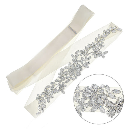 Wedding Dress Applique Handmade Satin Ribbon Luxury Rhinestone Belt