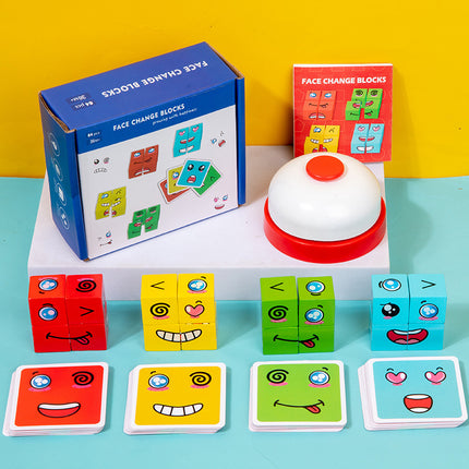 Wholesale Children's Wooden Face-changing Rubik's Cube Building Blocks Matching Board Game Toys