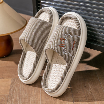 Wholesale Home Non-slip Cute Cotton and Linen Thick-soled Slippers