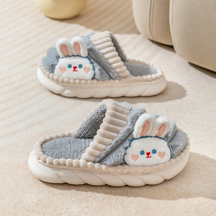 Wholesale Women's Winter Cute Cartoon Bow Rabbit Warm Faux Fur Slippers 