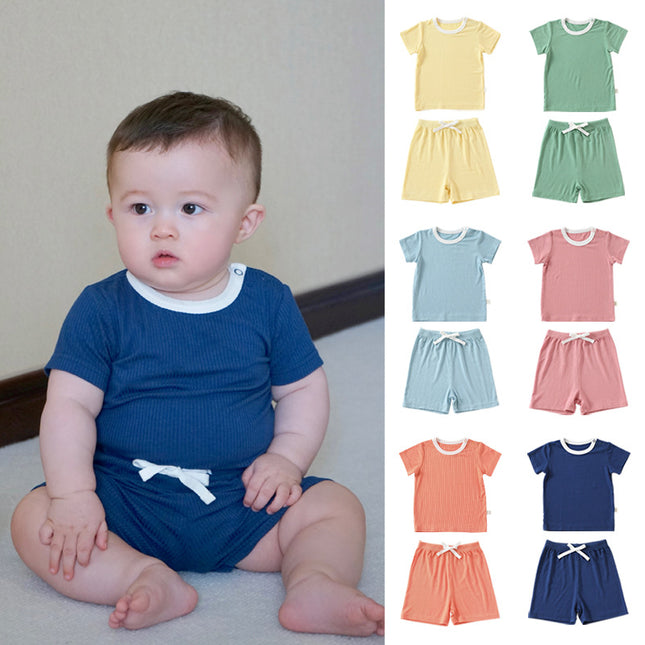 Wholesale Infant Baby Pit Cotton Short Sleeve Shorts Two-piece Set