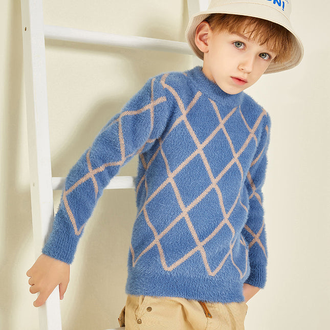 Wholesale Boys Autumn Winter Thickened Round Neck Pullover Sweater