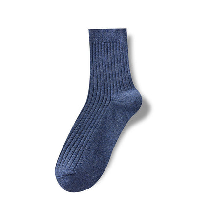 Wholesale Men's Autumn Winter Solid Color Vertical Stripes Long Cotton Socks