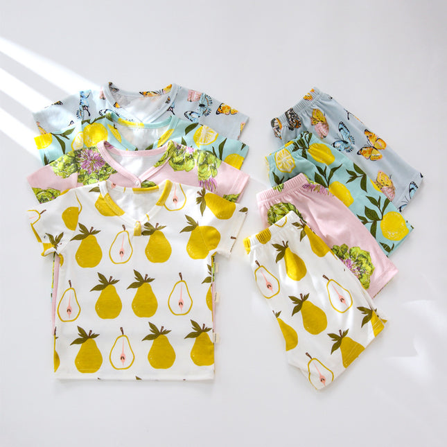 Wholesale Infants Baby Cotton Printed T-Shirt Short Sleeve Shorts Set