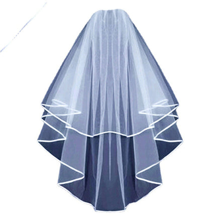 Wholesale Party Double Layer Bridal Hemming Veil Ribbon