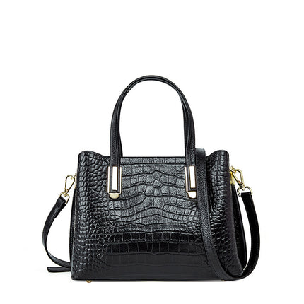 Women's Trendy Handbag Genuine Leather Shoulder Bag Crocodile Pattern Top Layer Handbag 