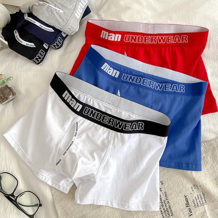 Men's Pure Cotton Breathable Mid-rise Sporty and Cute Boxer Briefs