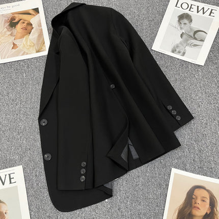 Wholesale Women's Spring Autumn Back Slit Black Blazer Jacket