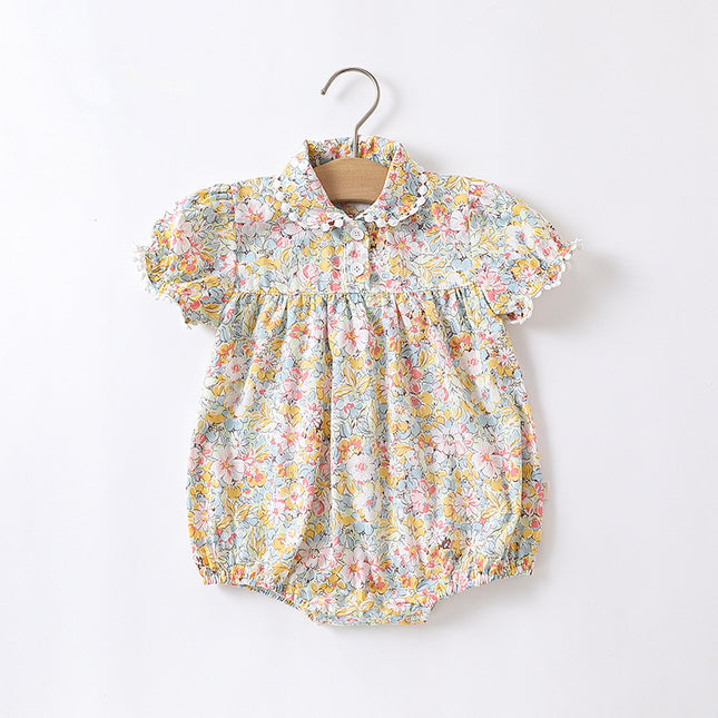 Newborn Baby Summer Bodysuit Girl Floral Romper Baby Short Sleeve Tops