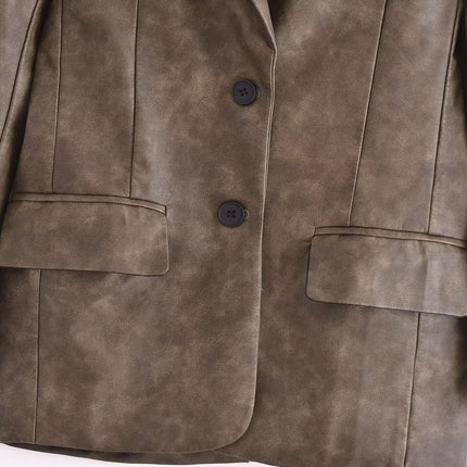 Wholesale Women's Summer Washed Leather Blazer Jacket