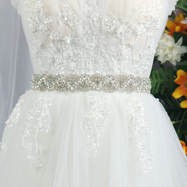 Ribbon Bridal Wedding Dress Belt High-end Rhinestone Hand-sewn Girdle Wedding Dress Accessories