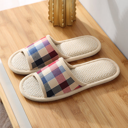 Women's Spring Summer Household Non-slip Cotton and Linen Soft-soled Slippers