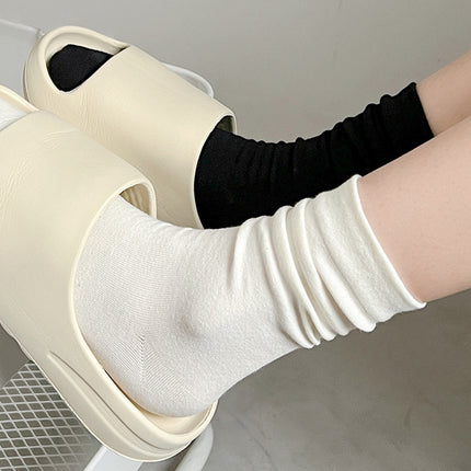 Wholesale Women's Summer Spring Cotton Mid-calf Socks Solid Color Pile Socks