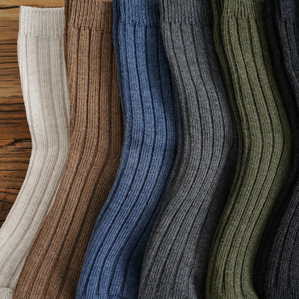 Wholesale Men's Winter Thickened Warm Striped Solid Color Cotton Stockings