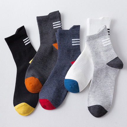 Men's Spring Summer Thin Cotton Sweat-absorbent Breathable Sports Mid-calf Socks