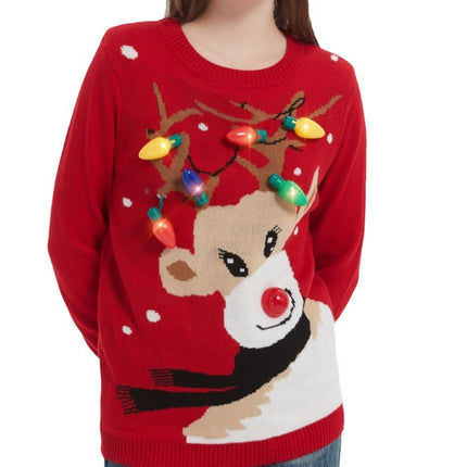 Wholesale Women's Fall Winter Lantern Pullover Jacquard Christmas Sweater