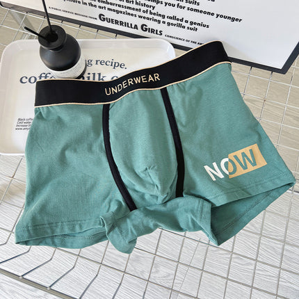 Men's Pure Cotton Solid Color Mid-rise Sports Breathable Boxer Briefs