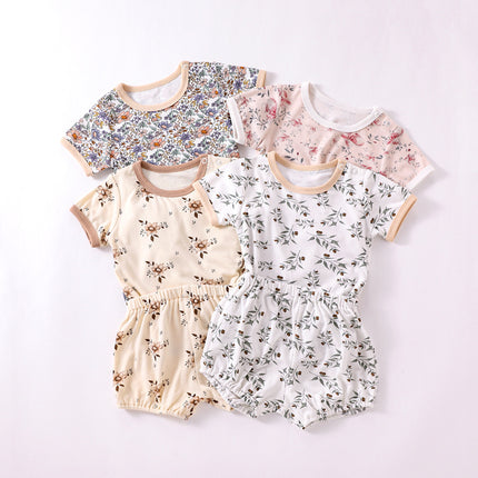 Wholesale Toddler Baby Summer Thin Cotton Short Sleeve Shorts Suit