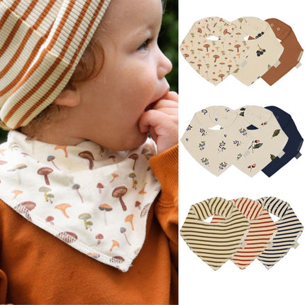 Wholesale Newborn Baby Spring  Autumn Cotton Bib Triangular Scarf 4-Pack