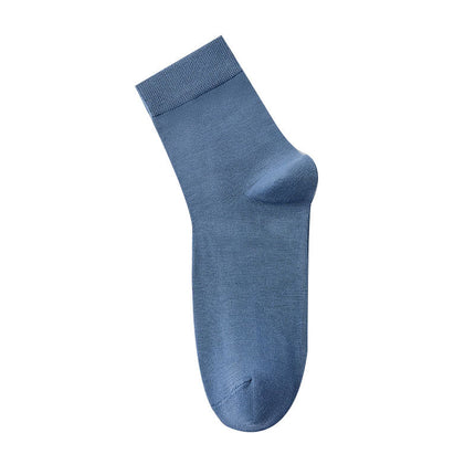 Men's Spring Autumn Sweat-Absorbent Antibacterial Solid Color Long-Tube Cotton Socks