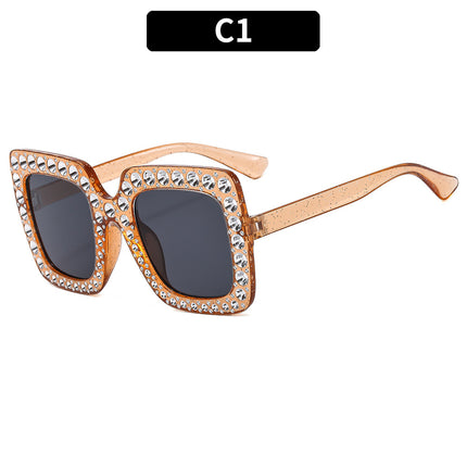Women's Large Square Frame Fashionable Beach Vacation Outdoor Sun Protection Trendy Sunglasses