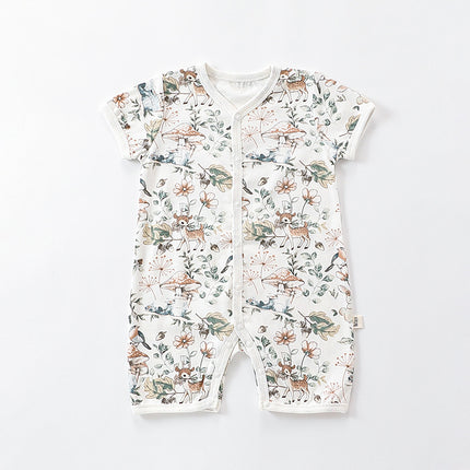 Newborn Baby Summer Thin Jumpsuit Pure Cotton Short-sleeved Rompers