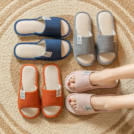 Women's Spring Summer Household Indoor Non-slip Cotton Linen Soft-soled Slippers 