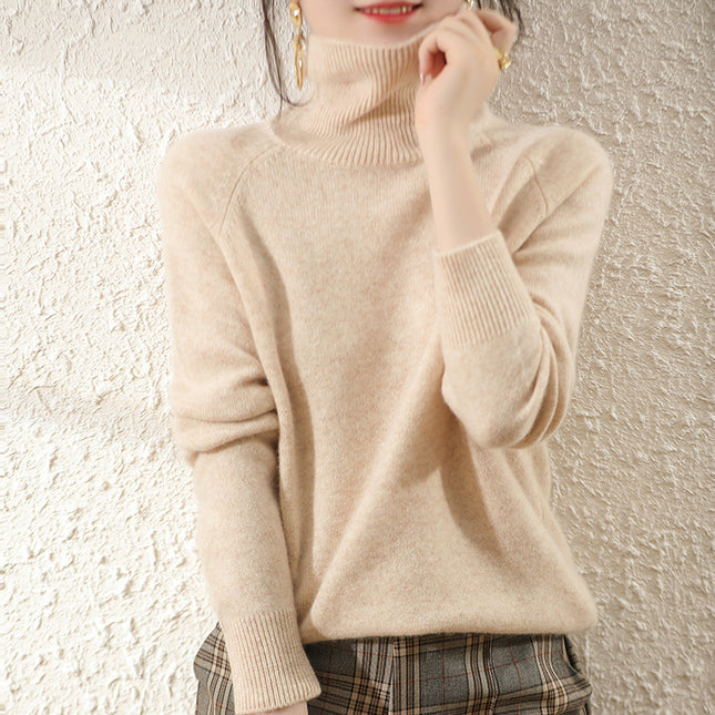 Women's 100% Pure Wool Double-ply Thickened High Collar Warm Sweater