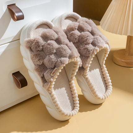 Wholesale Women's Spring Autumn Home Thick-soled Non-slip Linen Slippers