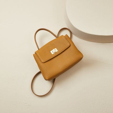 Women's Retro Crossbody Mobile Phone Bag Genuine Leather First Layer Cowhide Handheld Mini Bag