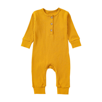 Newborn Baby Spring Jumpsuit Long Sleeve Solid Color Cotton Romper