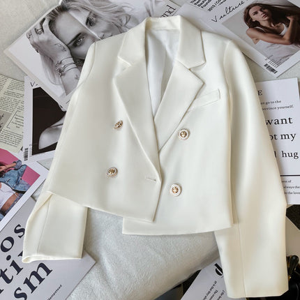 Wholesale Women's Slim Double Breasted White Fashion Short Blazer