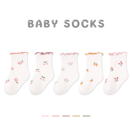 Wholesale 5 Pairs Baby Autumn Cartoon Bear Combed Cotton Socks