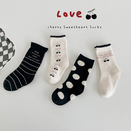 Wholesale 4 Pairs of Kids Fall Socks Cartoon Cotton Cute Mid-calf Socks